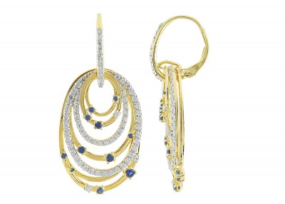 CR-Sapphire/ CZ Leverback Earrings (E-100000MUL-Y) in Silver/GoldPlated - Product Image