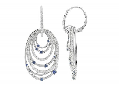 CR-Sapphire / CZ Leverback Earrings (E-10000MUL-W) In Silver - Product Image