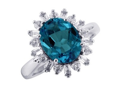 London Blue Topaz Ring (R-10519MULT-W) in Silver - Product Image